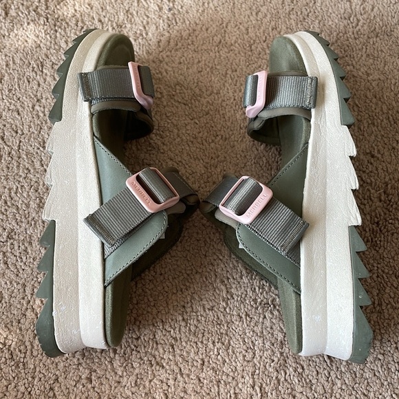 Merrell Alpine Cush Slide Wedge Sandal Women’s 7 Lichen Green EUC Outdoor Casual - Picture 7 of 13